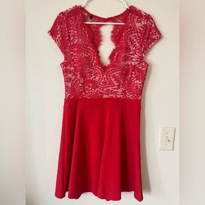 Red Lace Mini Dress